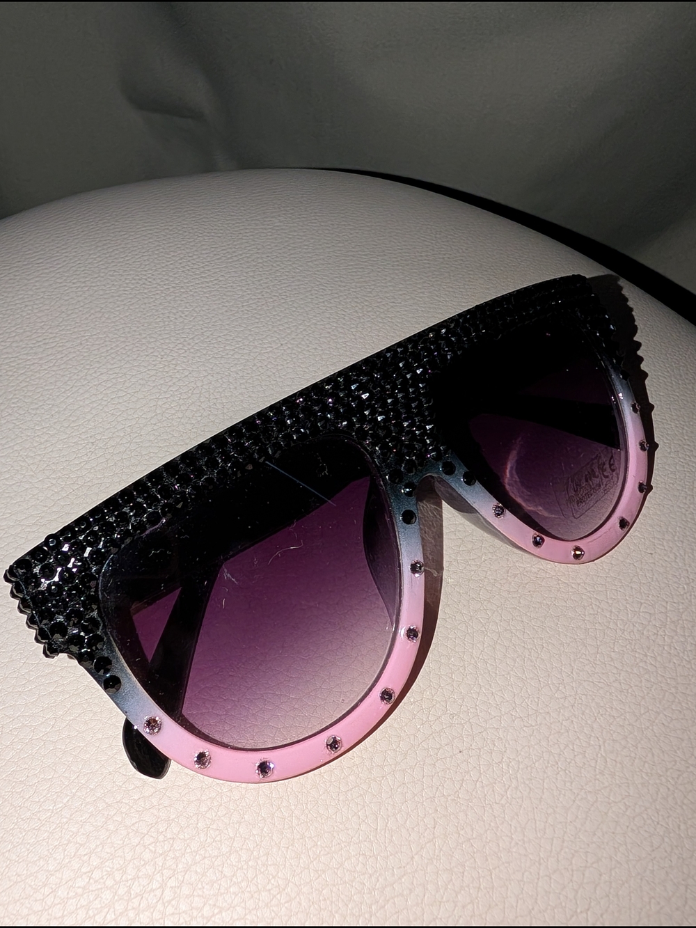 Women's Pink Ombre Crystal Cat-Eye Sunglasses